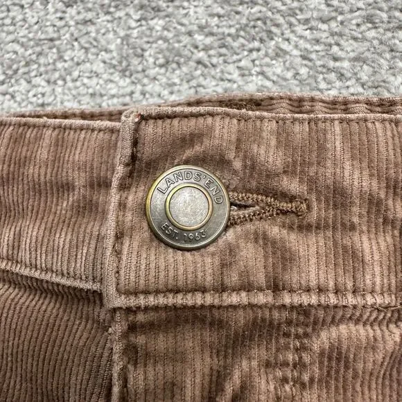 Lands' End Mid Rise Straight Leg Corduroy Pants Womens 4 Brown Cotton Stretch - Picture 5 of 16